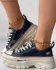 Casual Dress Sneakers Lace-up Denim Canvas Summer New Flats Platform Sport Running Women Shoes Walking T230826 ed11