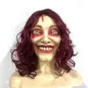 Maschere per feste Halloween Cosplay Maschera in lattice Donna Uomo Orribile Fantasma Maschera a pieno facciale con capelli lunghi Costume da festa 230826