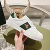 Luxury brand Men's Ace Embroidered Sneakers White Sneakers Women's Real Leather Shoes Embroidery Classic Shoes Embroidery Bee Tiger 01