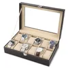 Anéis 2023 nova caixa de relógio de couro do plutônio display caso titular preto caixa de armazenamento organizador para homens mulheres melhor caixa de presente