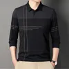 Mens Polos Spring och Autumn Casual Long Sleeve Polo Shirt Man Collar Stripes T 230825