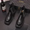 Autumn Winter Boots High Top British Style Zipper Trim Boots Platform Trend Men's Fashion Chelsea Boots 1AA42