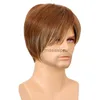 Synthetic Wigs Men Short Natural Brown Straight Wigs for Men's Daily Wig with Bangs Nature Looking Heat Resistant Breathable x0826