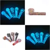 Tubos de fumar Luminous Patterned Sile Hand Pipe Glow In The Dark 3.5 Ambientalmente Fda Siles Waters Vs Glass Water Bong Drop Deliv Ota2W