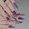 False Nails Wearable Manicure Almond Fake Nails Detachable Length Full Cover Press on Nails Pointed Tip Nail Tips Girl x0826