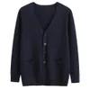 Men s Sweaters Korean cardigan men s sweater knit top clothes navy blue long sleeve v neck oversize jacket coat 230826