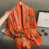 Halsdukar Fashion Print Large Shawl Wraps Silk Scarf Women Luxury Brand Satin pannband Hijab Bandana Turban Foulard Summer Beach Stoles 230825