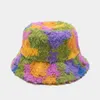 Chapeaux à large bord seau automne hiver Panama chapeau femmes fausse fourrure pêcheur zèbre imprimé peluche velours chaud femme 230825