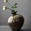花瓶の粗い陶器の黒模造石の抽象ゴールド艶をかけられたglazesセラミック禅卓上材料