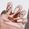 False Nails 24PcsBox Long Coffin Ballet Press On Fake Nails Full Cover Decoration Flame Artificial Manicure Nail Tips With Sticker x0826