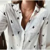 Blouses Femmes Chemises Chemise à imprimé oiseau pour femme haut à manches longues pour femme 35% coton bureau décontracté haut ample grand 5XL 2023 T230825