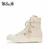 Stiefel Black Street echtes Bild weißes Canvas High-Top-Schnür-Sneaker Stiefelschuhe Pentacler-Nieten personalisieren High-Street-Stiefel 230825