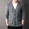 Suéter masculino de alta qualidade marca de malha moda cardigan preppy homens suéter coreano casual longo solto ajuste casacos jaqueta roupas 4xl