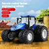 ElectricRC Coche Rc Tractor Remolque Aleación Vehículo de transporte Ingeniería Granjero Simulación Juguetes agrícolas con faro LED Simulador de agricultura 230825