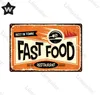 Shabby Chic Vintage Fast Food Targa in metallo Moda Amburgo Poster in metallo Man Cave Hot Dog Piatto Adesivo da parete Cucina Pubblicità Decor Targa Divertente dipinto 30X20CM w01