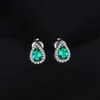 Charm JewelryPalace Pear Green Simulated Nano Emerald 925 Sterling Silver Stud Earrings for Women Gemstones Statement Earrings Jewelry 230825