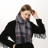 Scarves Winter Cashmere Plaid Scarf Female Warm Shawl Wrap Luxury Brand Fringe Large Bandana Autumn Men's Scarves Thick Blanket Foulard 230826