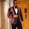 Garnitury mężczyzn Blazery Glitter cekin blazer kwiatowy 2 sztuki set impreza ślubna szal Lapel Slim Fit Stax Stax Piosenkarz DJ Dj Sucible Mężczyzna 230826