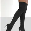 Bottes Chaussettes pour dames sur le genou Femmes Bottes Tissus extensibles Talon haut Chaussures à enfiler Bout pointu Femme Bottes longues Taille 36-43 230825