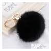 500 pièces porte-clés boule de fourrure de lapin 8Cm doux joli porte-clés en métal doré Pom Poms en peluche porte-clés voiture porte-clés sac anneaux cadeau livraison directe Hom