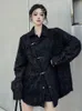Blusas femininas sonneesd streetwear vintage irregular fivela de metal ferramentas estilo china borla manga cheia harajuku solto camisa preta