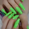 Faux ongles NEON Nails Merveilleux été vert Faux ongles Couleur vive Beau cercueil extra long Appuyez sur l'ongle avec autocollant de colle adhésive x0826