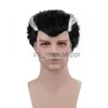 Syntetyczne peruki 4 "syntetyczne peruki Czarno -czerwony kolor COLLING Niestandardowy halloween impreza Cosplay peruki krótkie cosplay mężczyzn wampirów odporny na ciepło x0826