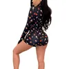 Women's Jumpsuits Romper Fashion Printed Short Bodysuit Deep V Neck Jumpsuit Long Sleeve Sexy Romper Pants Home Casual Wear Clothes Soft Nightwear 230825