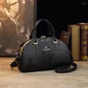 Kvällspåsar Elegant molnformad vintage Satchel -väska - Klassisk handväska med strassdekor Topphandtag Krokodilmönster Premiumkänsla