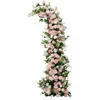 Ghirlande di fiori decorativi Fila di fiori artificiali Matrimonio Arco floreale Disposizione Lusso Rosa Rosa Strada Guida Palla Sfondo muro Segno di benvenuto Decor 230825