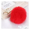 500 pièces porte-clés boule de fourrure de lapin 8Cm doux joli porte-clés en métal doré Pom Poms en peluche porte-clés voiture porte-clés sac anneaux cadeau livraison directe Hom