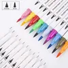 Markers Watercolor Art Markers Brush Pen Dual Tip Fineliner Drawing for Calligraphy Painting 12486072100132 Colors Set Art Supplies 230825