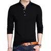 Men's T Shirts Half Buttons Stand Collar Cotton Pullovers Solid Casual Tops Comfy Korea Tide Slim Thin Tees