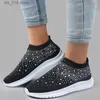 Sneakers Summer Women Crystal Breattable Knit Shining Dress Non-Slip Flats Woman Plus Size 43 Bekväma mjuka botten Sportskor T230826 575