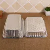 Take Out Containers 10pcs/set Disposable BBQ Aluminum Foil Lunch Box Takeaway Packing Grease Drip Pan Grill Catch Tray With Lid Kitchen