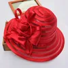 Wide Brim Hats Bucket Fashion Women Summer Organza Sun With Big Flower Fedora Hat Elegant Ladies Wedding Church Party 230825