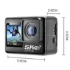 كاميرات مقاوم للتسلية Cerastes 5K WiFi Anti Action Action Camera 4K 60 إطارًا في الثانية شاشة مزدوجة 170 زاوية واسعة 30 متر رياضة مائية مع التحكم عن بعد L230825