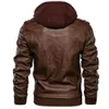 Chaqueta de cuero de motocicleta con cremallera delgada de negocios de cuero de imitación de cuero para hombres Hombres Marca Militar Con capucha Chaquetas de cuero de PU Abrigo de otoño Tallas grandes S-5XL 230825