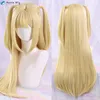 Cosplay peruks anime dödsanteckning misamisa cosplay peruk lång gul dubbel svans misa aman värmebeständig hårkvinna peruk gratis peruk cap 230826