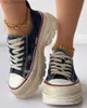 Casual Dress Sneakers Lace-up Denim Canvas Summer New Flats Platform Sport Running Women Shoes Walking T230826 ed11