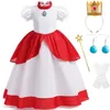 Cosplay Pfirsich Chiffon Spitze Mädchen Cosplay Kleid Baby Kinder Super Brothers Vestidos Party Kleider Karneval Halloween Kostüm 230825