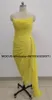 Urban Sexy Dresses Simple Sheath Yellow Evening Long Prom Gowns Side Slit Pleat Chiffon Women 230825