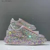 scarpe elementi diamanti ribitrini sneaker glitter in pizzo piattaforma femminile