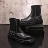 Autumn Winter Boots High Top British Style Zipper Trim Boots Platform Trend Men's Fashion Chelsea Boots 1AA42