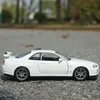 Diecast Model Car Wellly 1 24 Skyline Gtr R34 Сплановые спортивные автомобильные модели моделирование Diecast Metal Toy Racing Model Collection Детский подарок 230825