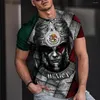 Męskie koszule 2023 Summer Men Shirt 3D Aztec Mexico Wzór wydrukowane koszulki Harajuku Strażne krótkie koszulki z krótkim rękawem