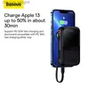 Baseus Power Bank Ricarica rapida con cavo integrato Display digitale Capacità della batteria 22,5 W per telefono di tipo C 20 W per iPhone Q230826
