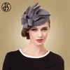 Breda randen hattar hink FS Fascinators för kvinnor elegant blommor svart pillbox hatt ull filt vintage bröllopsklänning fedoras kyrka damer formella mössor 230825