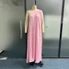 Basic Casual Jurken Ellafad Maxi-jurk Trendy Eén-schouder Effen Roze Onregelmatig Geplooid Vleermuismouwen Losse avond Hoog Streetwear 230826