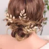 Grampos de cabelo 3 pçs moda rosa ouro prata cor folhas acessórios de casamento artesanal nupcial pino headpiece feminino jóias metal